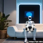 Home 22 로봇 심리상담의 심리적 지원 방법 - A futuristic therapy room in a modern Polish apartment, featuring a sleek, humanoid robot with soft ...